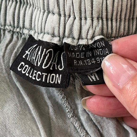 Anandas Boho Tiered Wide Leg Palazzo Pants Size M Grey Festival Beachy Pull On - Picture 11 of 13